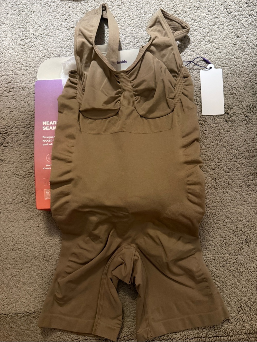 YITTY Shaping Mid Thigh Bodysuit in Brown/Taupe